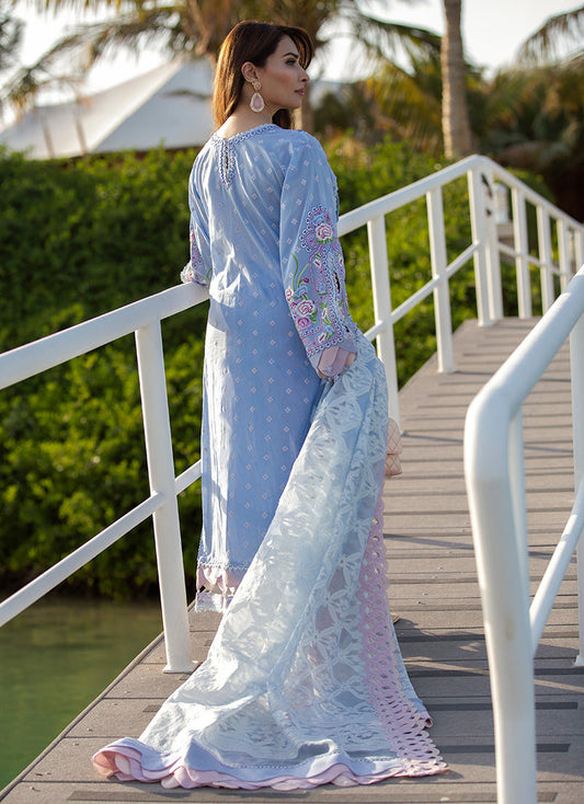 Santorini Blue | Farah Talib Aziz ILO ILO Luxury Lawn Collection 2022 | Unstitched Embroidered Lawn Suits