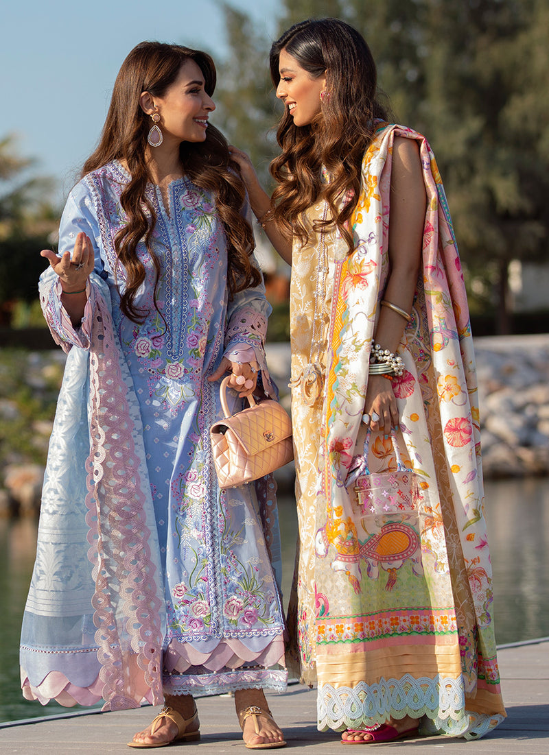 Santorini Blue | Farah Talib Aziz ILO ILO Luxury Lawn Collection 2022 | Unstitched Embroidered Lawn Suits