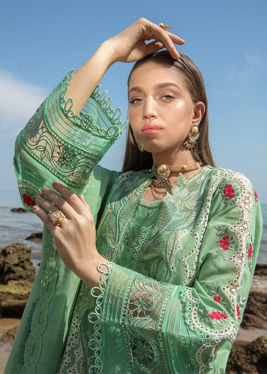 Spring Blooms Parakeet | Crimson Luxury Lawn Collection 2023 | Unstitched Embroidered Lawn Suits