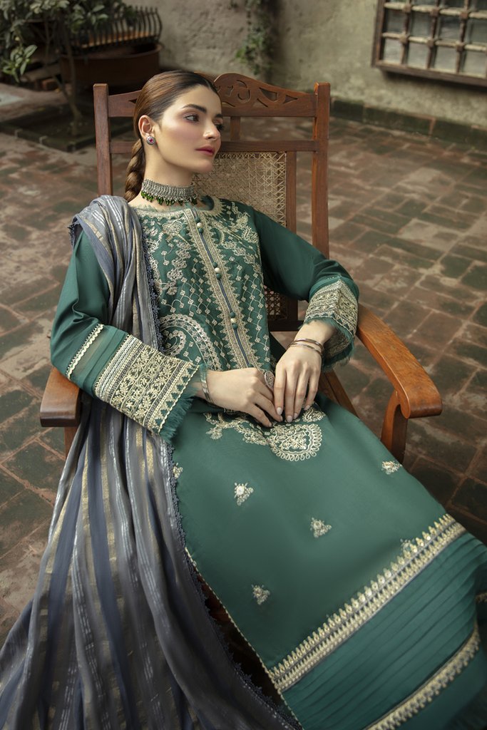 NW-04 | Qalamkar Qline Linen Winter Collection 2021 | Unstitched Embroidered Organza Suits