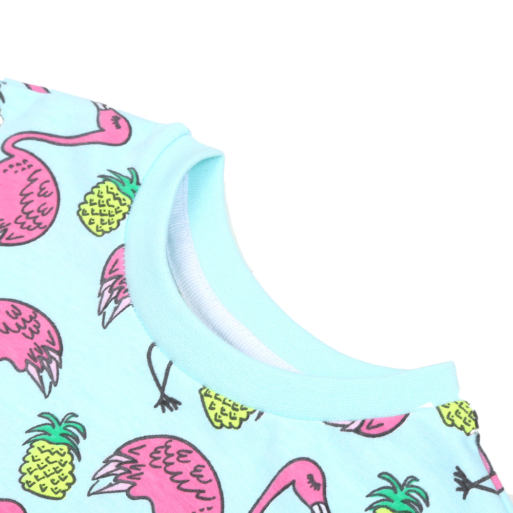 Infant Girls T-Shirt Flamingo-Fair Aqua | Bachaa Party Baby Clothes Girls Tops & T-Shirts