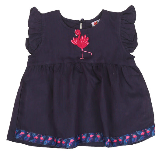 Infants Girls Embroidered Top Flamingo Embroidery - D.Purple | Bachaa Party Baby Clothes Girls Tops & T-Shirts