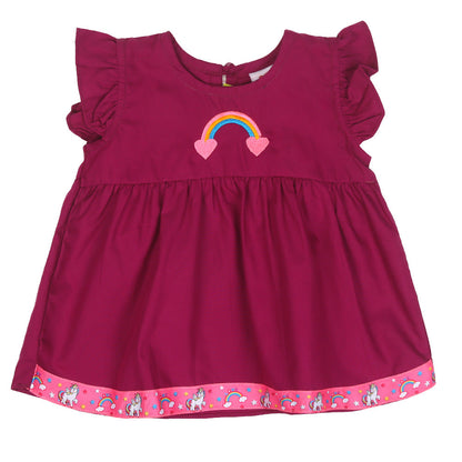 Infants Girls Embroidered Top Flamingo Embroidery - Magenta | Bachaa Party Baby Clothes Girls Tops & T-Shirts