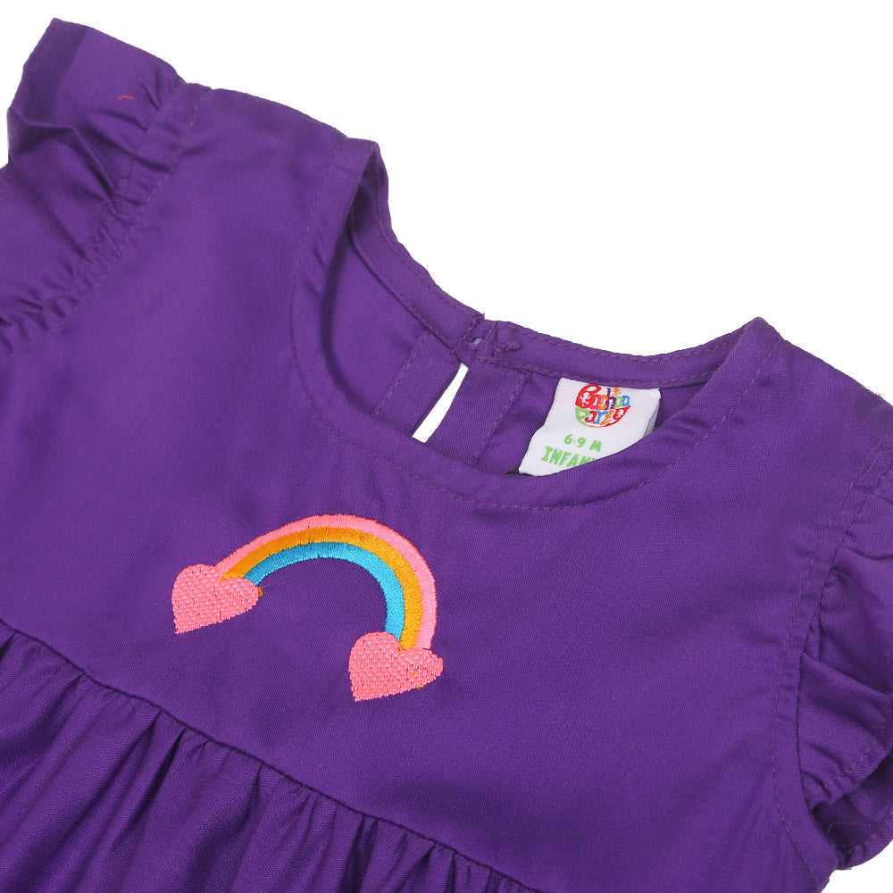 Infants Girls Embroidered Top Rainbow Embroidery - Purple | Bachaa Party Baby Clothes Girls Tops & T-Shirts