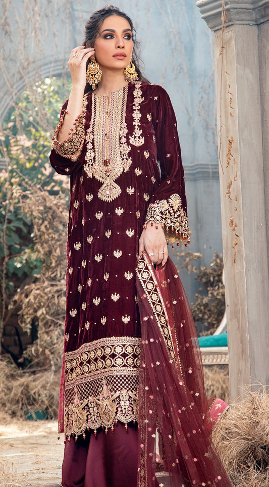LUCILLE VL121-05 |  Anaya by Kiran Chaudhry Velour De Fete '21 | Unstitched Embroidered Velvet Suits