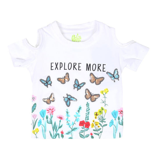 Infant Girls T-Shirts Explore More - White | Bachaa Party Baby Clothes Girls Tops & T-Shirts