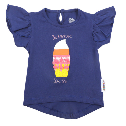 Infants Girls T-Shirt Summer Lovin - Navy Blue | Bachaa Party Baby Clothes Girls Tops & T-Shirts