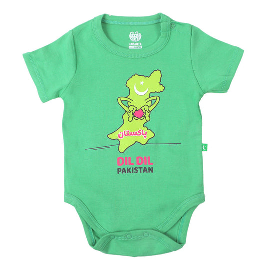 Infants Boys Basic Romper Dil Dil Pakistan - Fern Green | Bachaa Party Baby Clothes Rompers