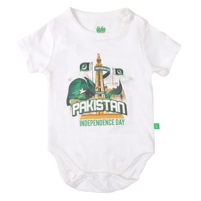 Infants Boys Basic Romper Independence Day - White | Bachaa Party Baby Clothes Rompers