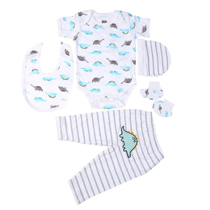 Infant Boys Set 5Pc Dino - B.White | Bachaa Party Baby Clothes Rompers