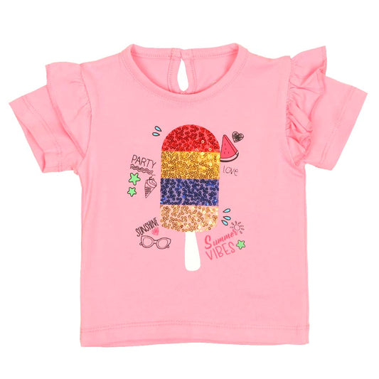 Infant Girls T-Shirt Summer Vibes - Pink A Boo | Bachaa Party Baby Clothes Girls Tops & T-Shirts