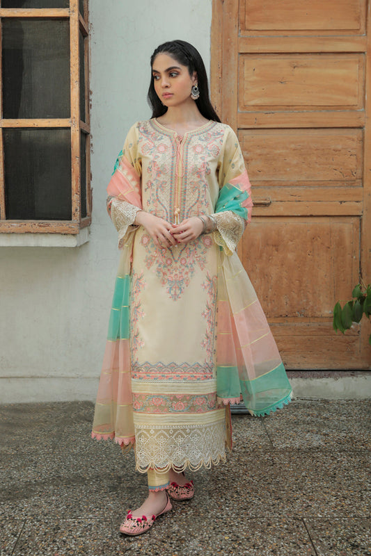 AQ-02  ASFA  | Qalamkar Qline Dastak Summer Collection 2022 | Unstitched Embroidered Lawn Suits