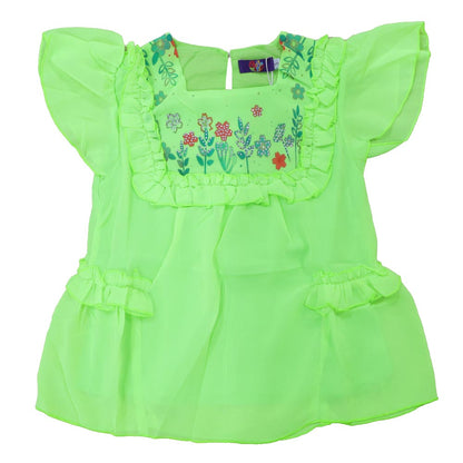 Infants Girls Top Flower - Neon Green | Bachaa Party Baby Clothes Girls Tops & T-Shirts