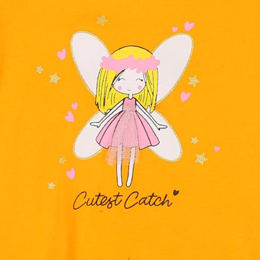 Infant Girls T-Shirt Cutest Catch - Citrus | Bachaa Party Baby Clothes Girls Tops & T-Shirts