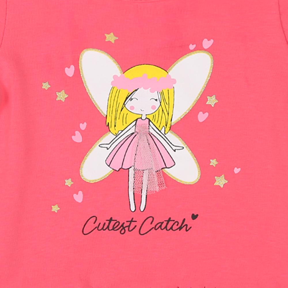Infant Girls T-Shirt Cutest Catch - Pink Lemon | Bachaa Party Baby Clothes Girls Tops & T-Shirts