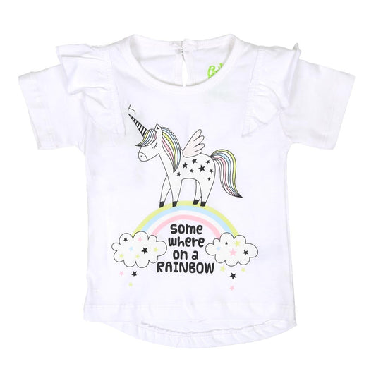 Infant Girls T-Shirts Rainbow - White | Bachaa Party Baby Clothes Girls Tops & T-Shirts
