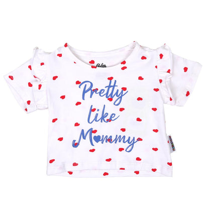 Infant Girls T-Shirt Pretty - White | Bachaa Party Baby Clothes Girls Tops & T-Shirts
