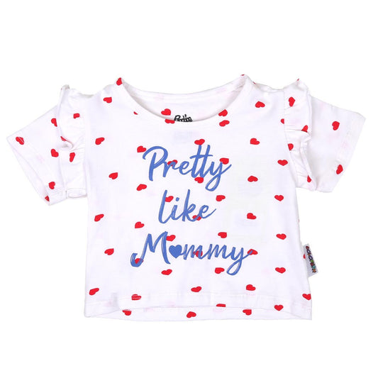 Infant Girls T-Shirt Pretty - White | Bachaa Party Baby Clothes Girls Tops & T-Shirts
