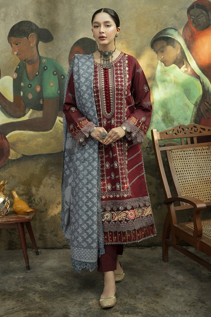NW-02 | Qalamkar Qline Linen Winter Collection 2021 | Unstitched Embroidered Organza Suits