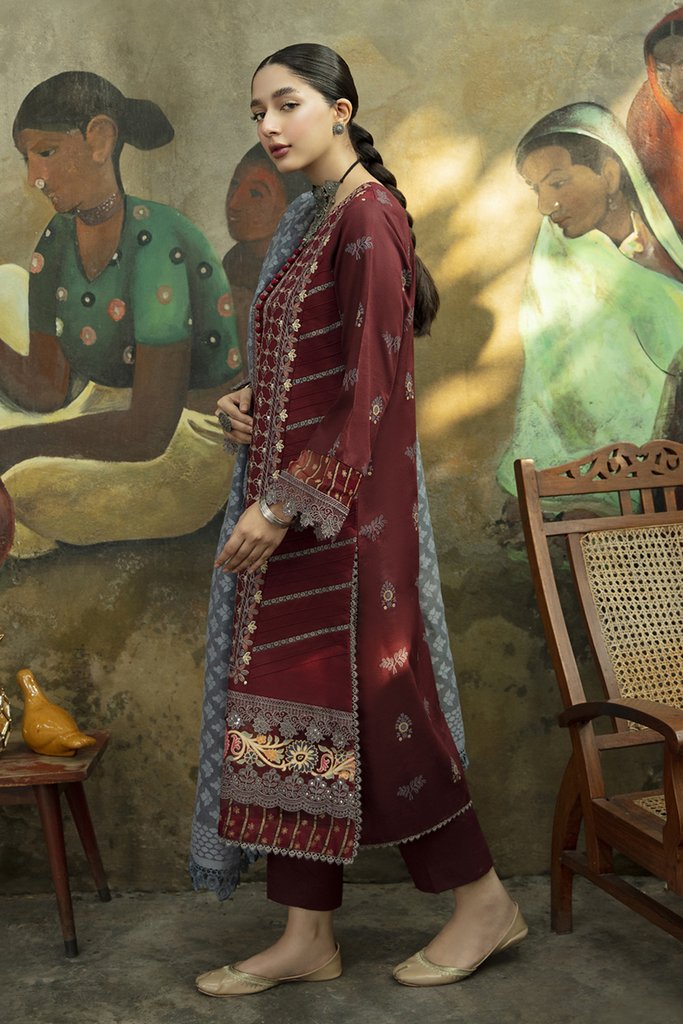 NW-02 | Qalamkar Qline Linen Winter Collection 2021 | Unstitched Embroidered Organza Suits