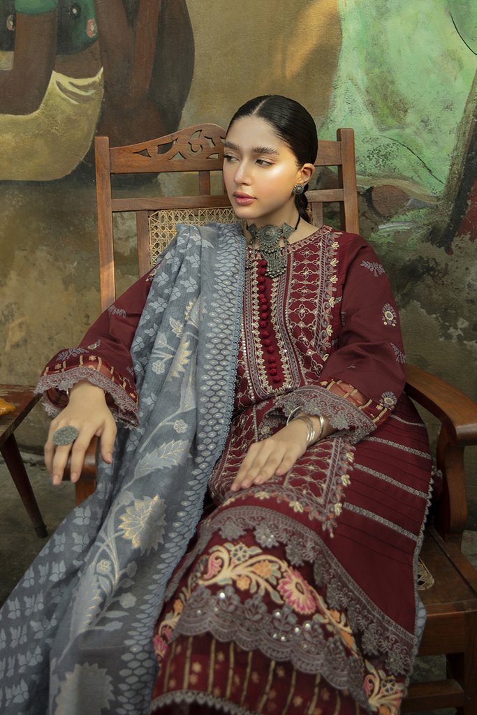 NW-02 | Qalamkar Qline Linen Winter Collection 2021 | Unstitched Embroidered Organza Suits