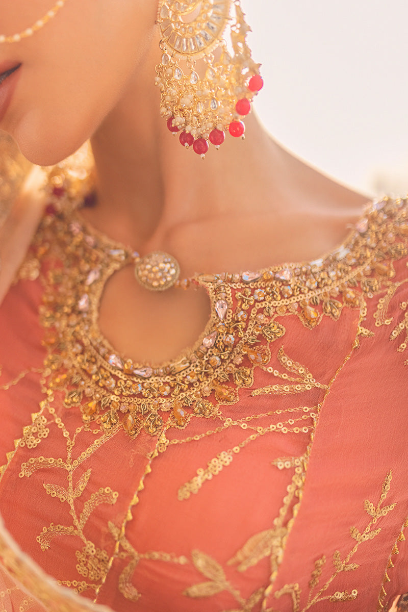 CORAL ALMOND | Mushq Monsoon Wedding Luxury Chiffon Collection 2022 |  Unstitched Embroidered Chiffon Suits
