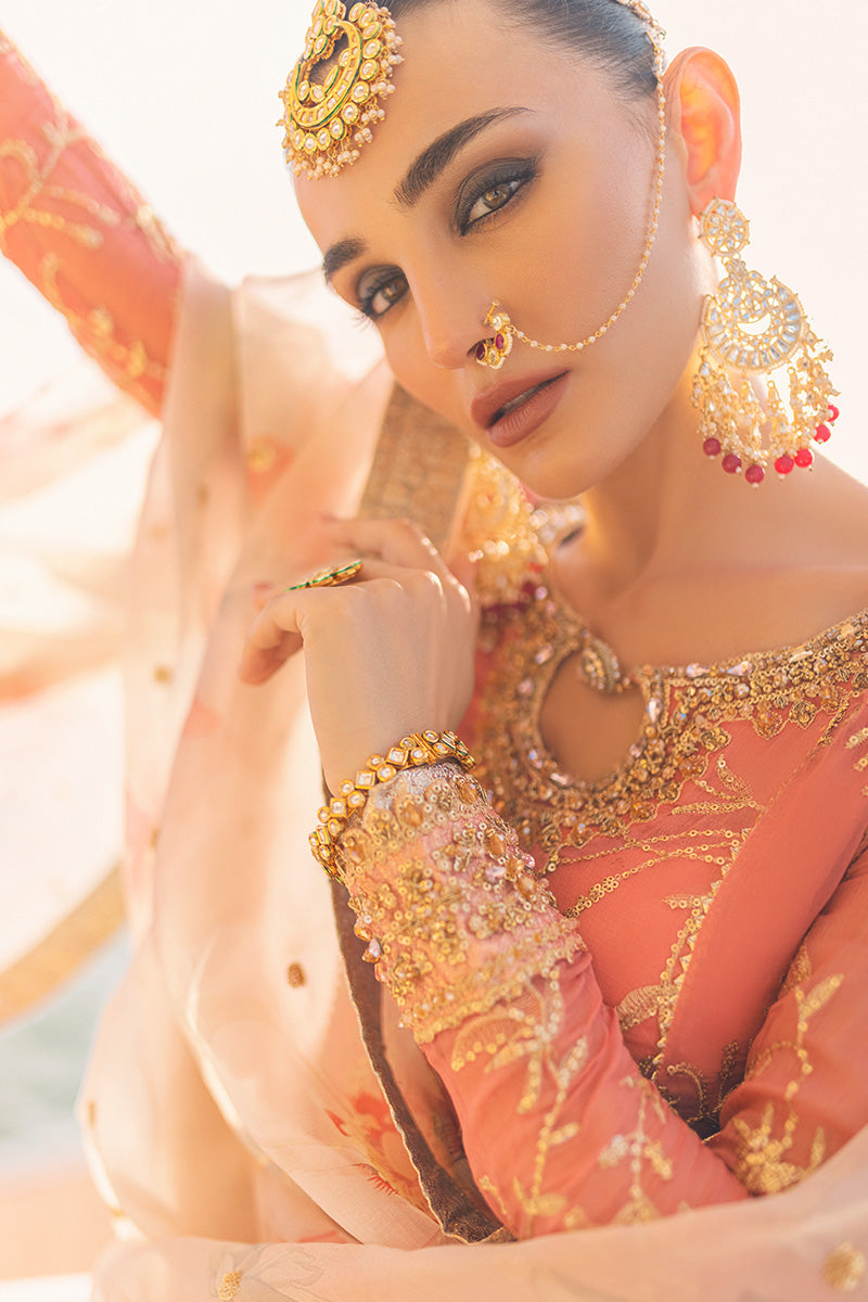 CORAL ALMOND | Mushq Monsoon Wedding Luxury Chiffon Collection 2022 |  Unstitched Embroidered Chiffon Suits