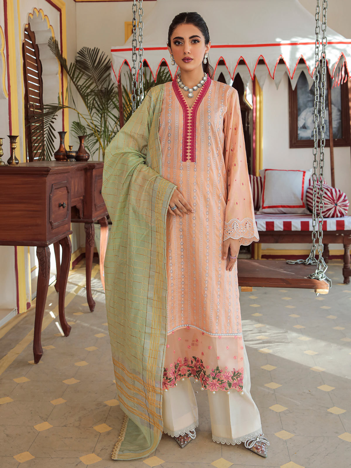 Nissa Festive By RajBari '22  D#03 | Unstitched Embroidered Schiffli Suit
