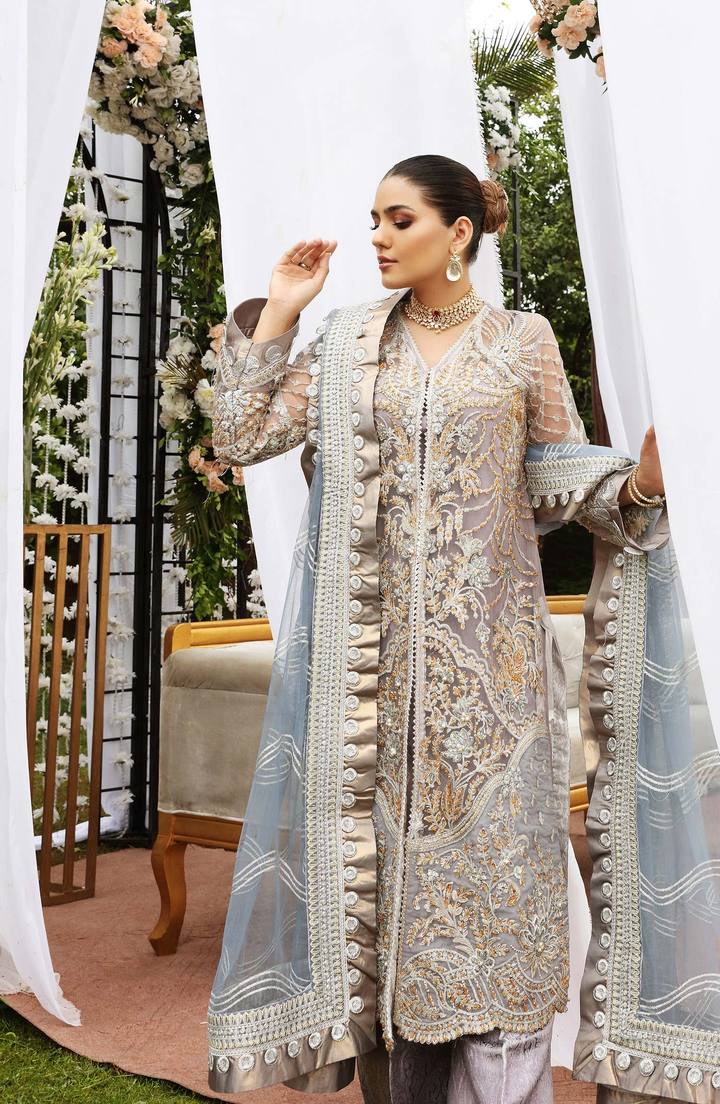 SFG0010 ZENITH | Shamrock Premium Resplendent Luxury Wedding Collection 2021 | Unstitched Embroidered Organza Suits