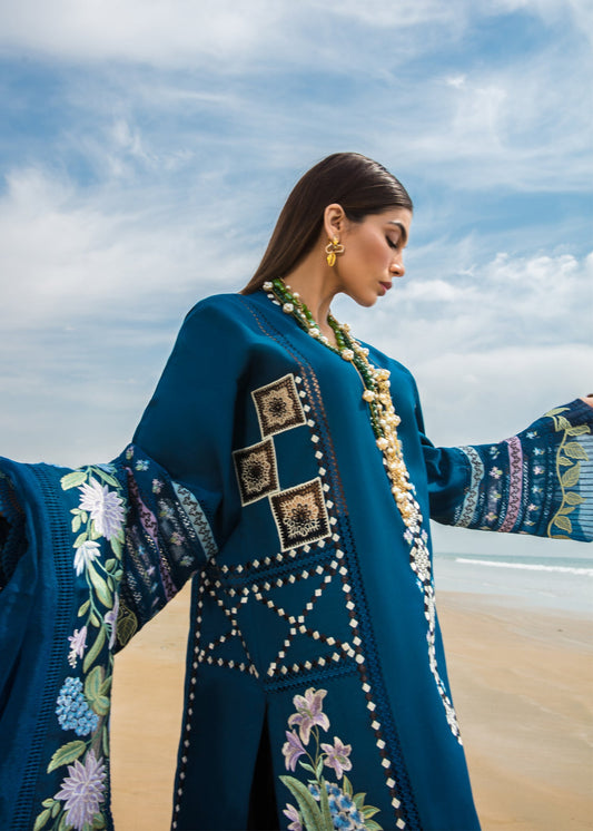 Bohemian Summer Cobalt | Crimson Luxury Lawn Collection 2023 | Unstitched Embroidered Lawn Suits