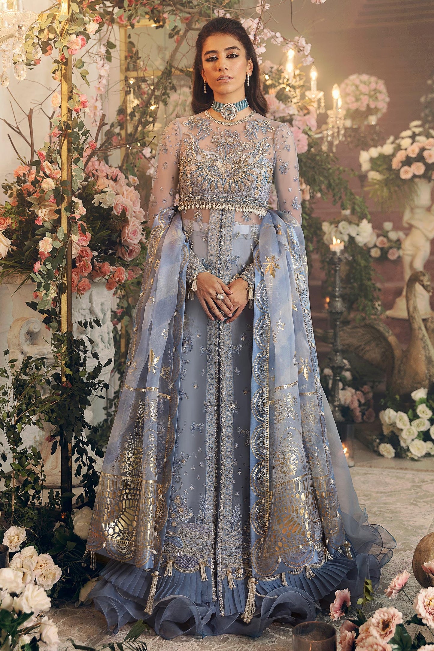 AREZOU (ZC22-02)  | Zaha Gossamer Collection 2022 | Unstitched Embroidered Net Suit