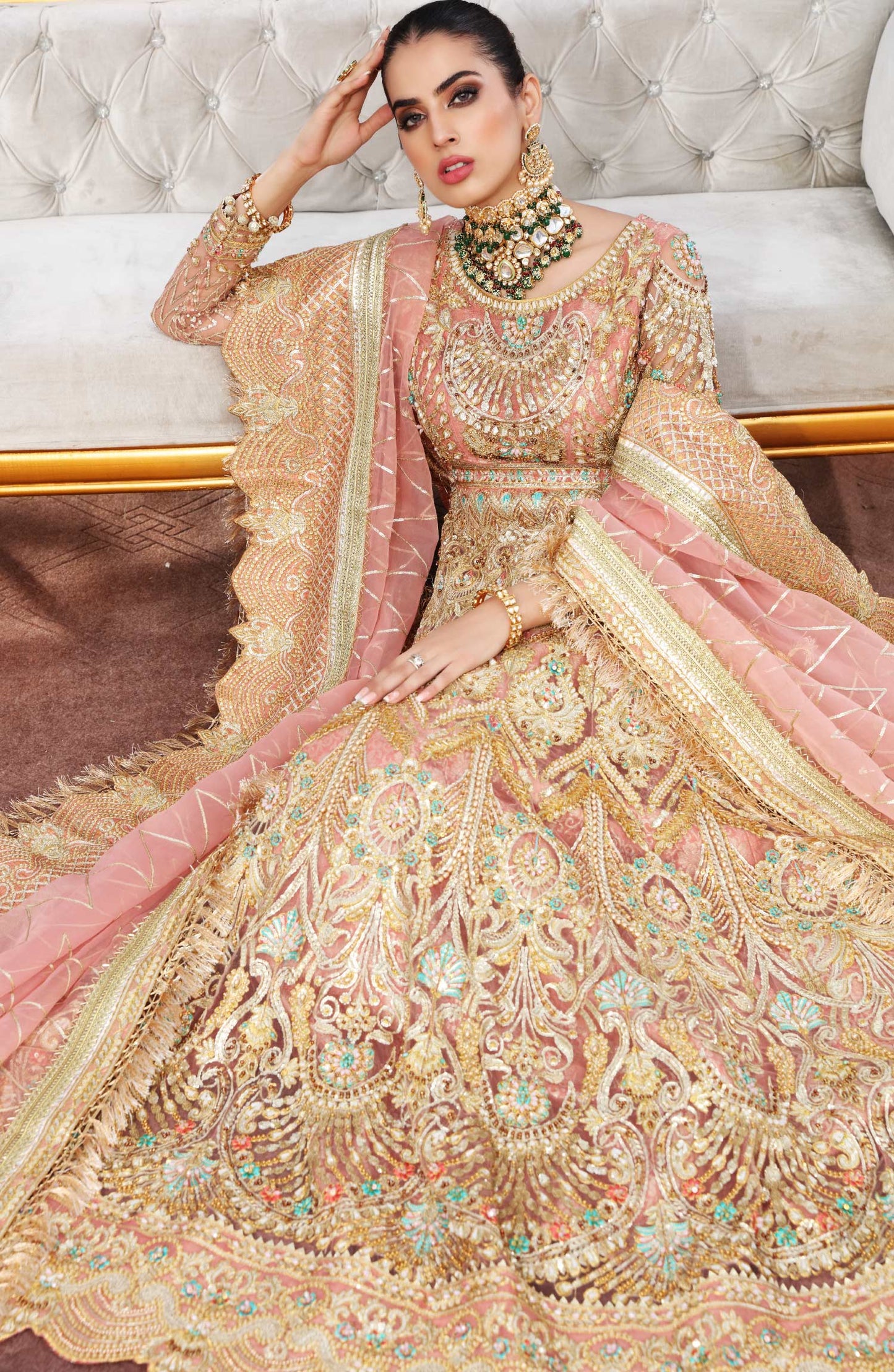 Bridal Maxi - Vogue Marvel (MBM-0014) | Maryum N Maria Luxury Bridal Collections | Embroidered Wedding Suits