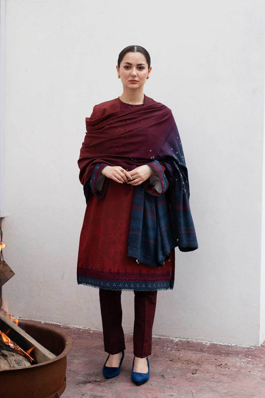ZW21-2B |  Zara Shahjahan Coco Winter 2021 Collection | Unstitched Embroidered Khaddar Shirt
