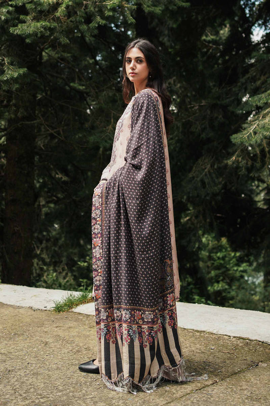 ZW22-3A | Zara Shahjahan Coco Winter Collection 2022 | Unstitched Embroidered Khaddar Linen  Suits