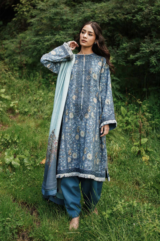 ZW22-8A | Zara Shahjahan Coco Winter Collection 2022 | Unstitched Embroidered Khaddar Linen  Suits