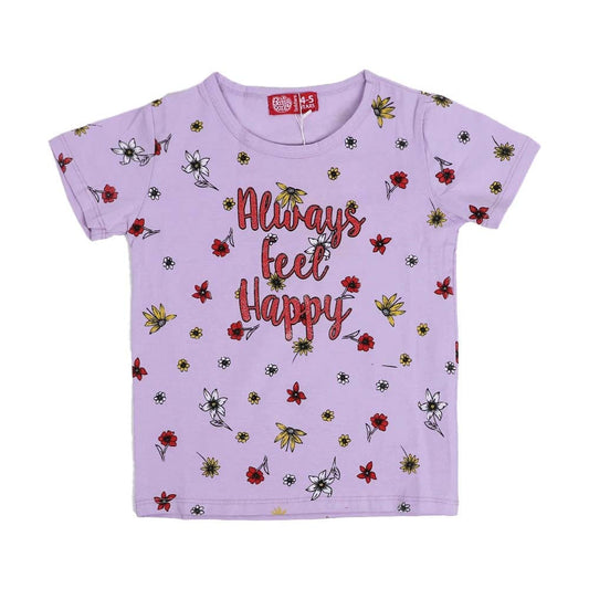 Infants Always Feel Happy T-Shirt For Girls - Purple | Bachaa Party Baby Clothes Girls Tops & T-Shirts