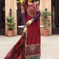 Unstitched Sateen CST-401-Maroon | MariaB Sateen Cotton Collection 2021 | Unstitched Embroidered Cotton Satin Suits