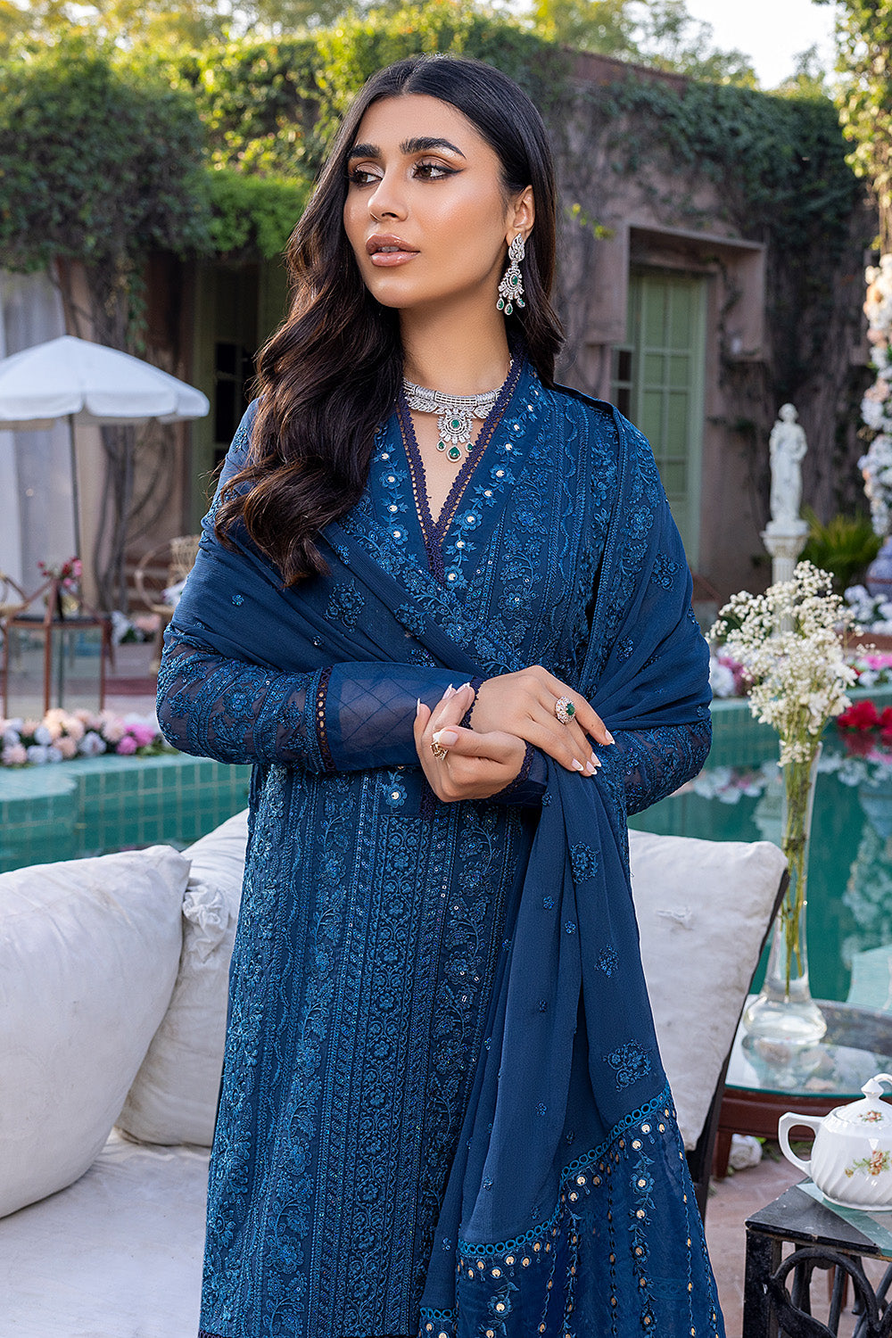 Drizzling Snow | Azure Luxe Embroidered 3pcs Collections 2023