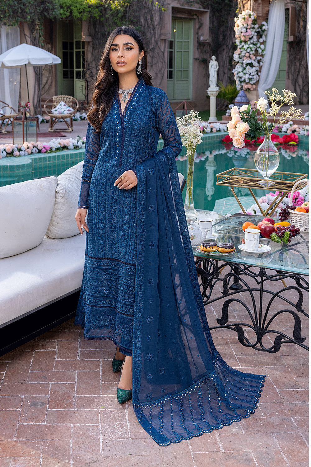 Drizzling Snow | Azure Luxe Embroidered 3pcs Collections 2023