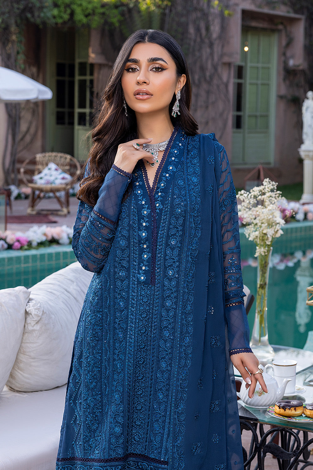 Drizzling Snow | Azure Luxe Embroidered 3pcs Collections 2023