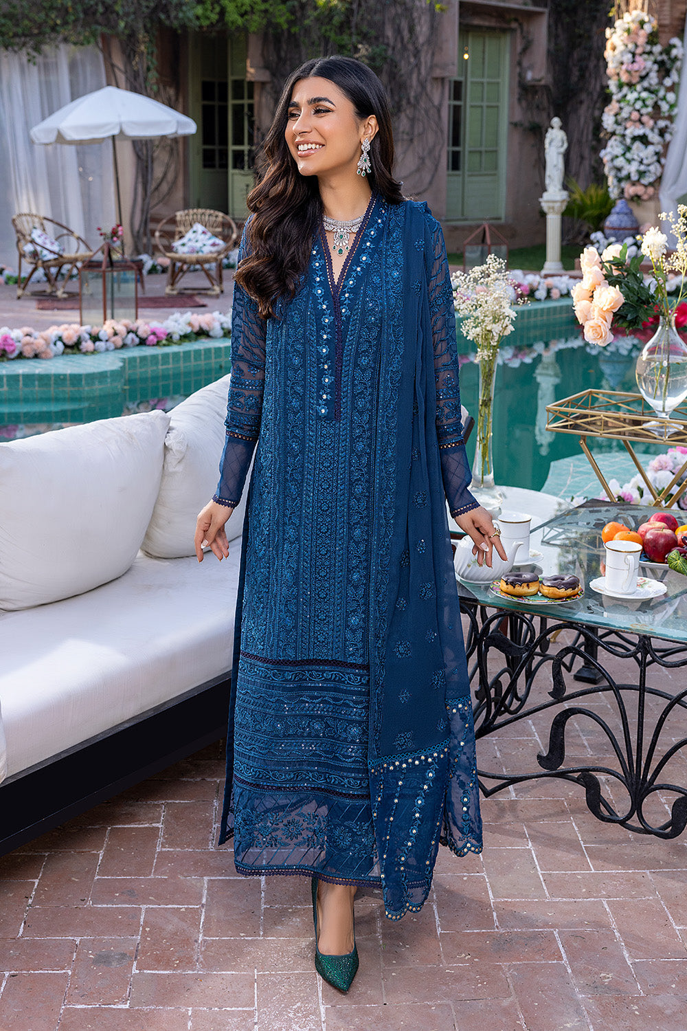 Drizzling Snow | Azure Luxe Embroidered 3pcs Collections 2023