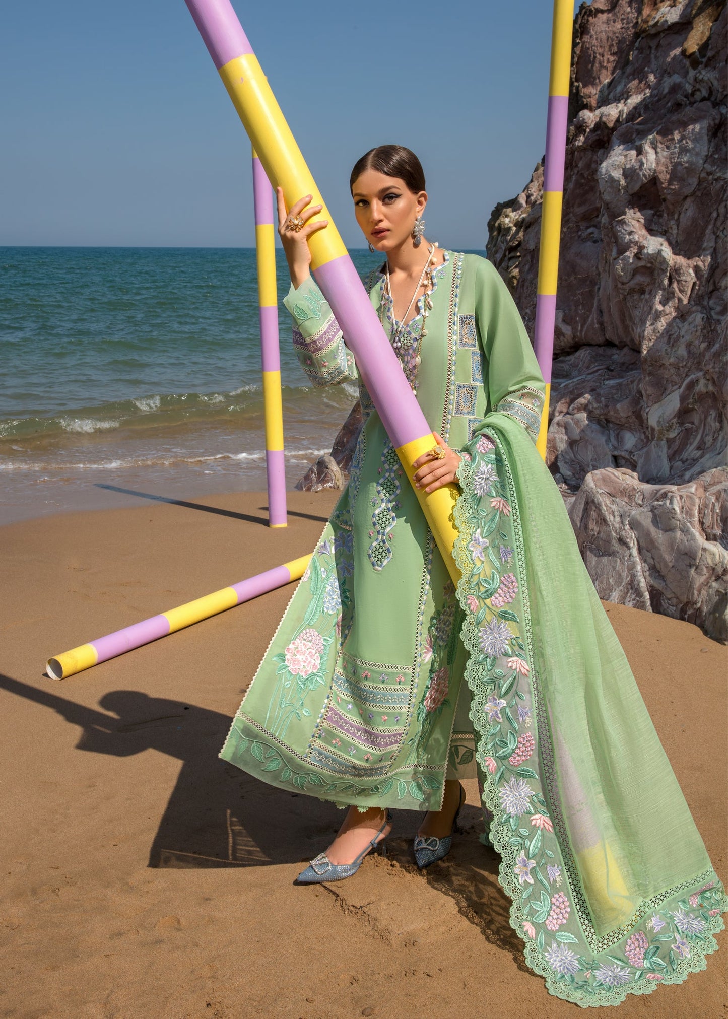 Bohemian Summer Mint | Crimson Luxury Lawn Collection 2023 | Unstitched Embroidered Lawn Suits