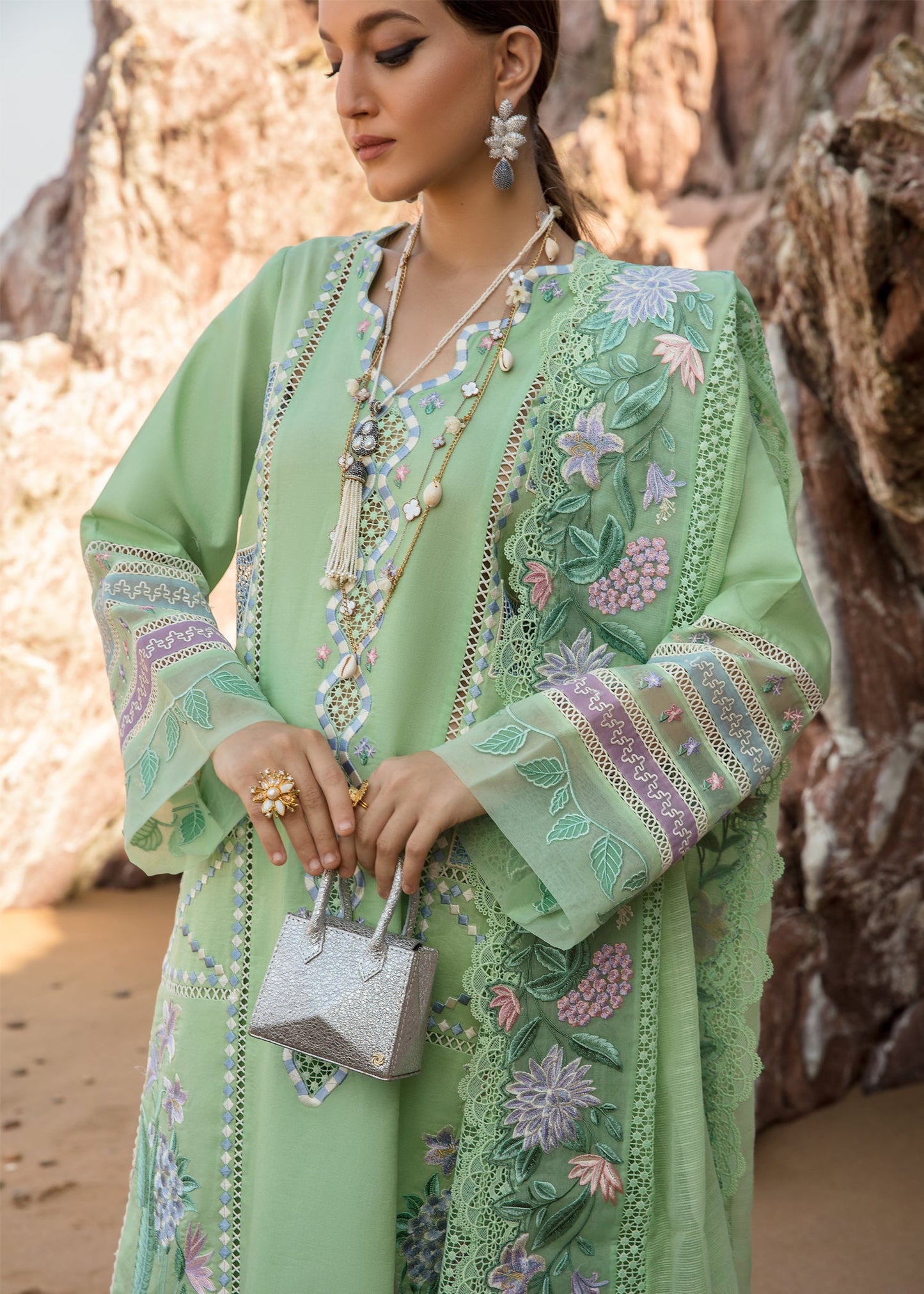 Bohemian Summer Mint | Crimson Luxury Lawn Collection 2023 | Unstitched Embroidered Lawn Suits