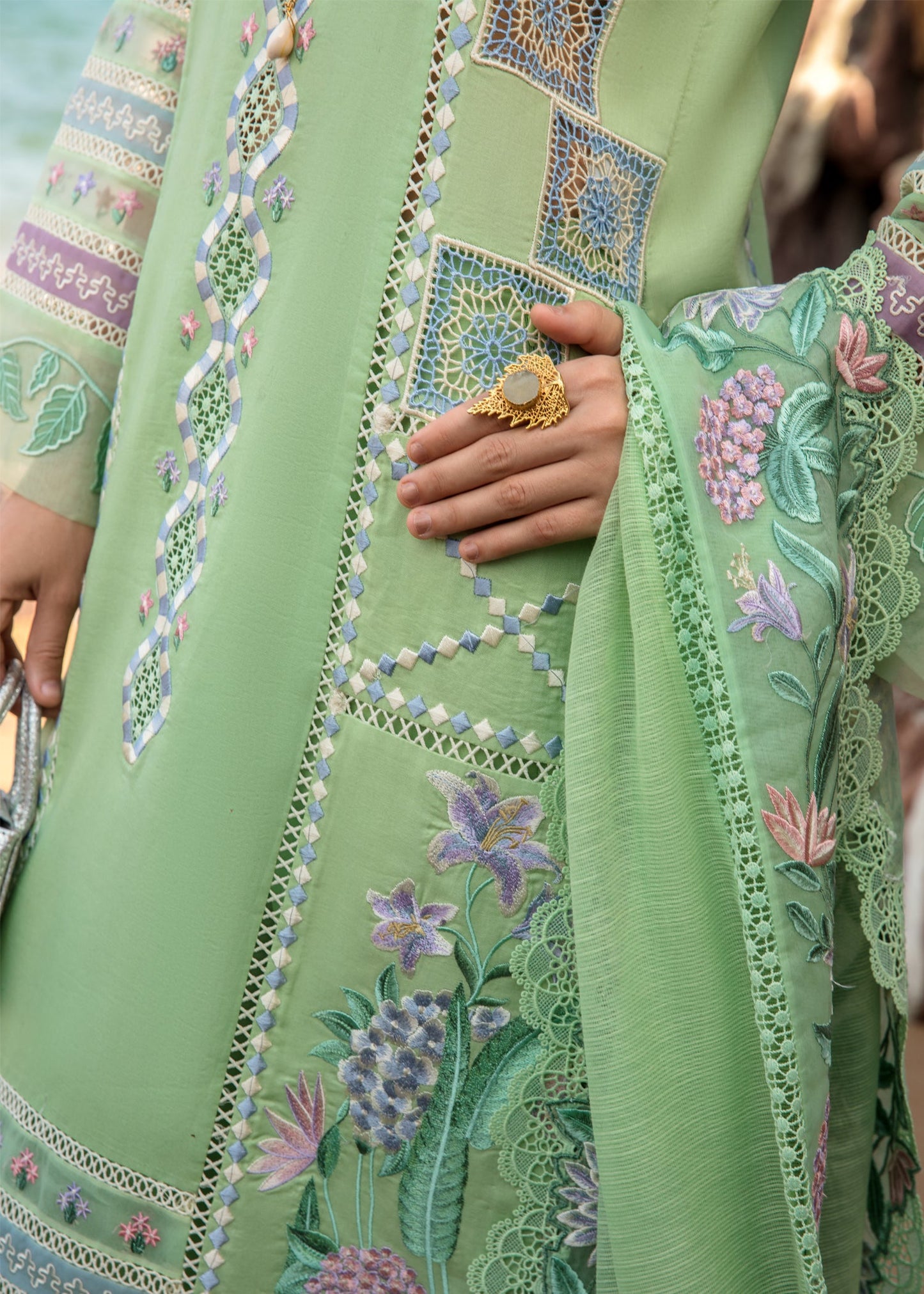 Bohemian Summer Mint | Crimson Luxury Lawn Collection 2023 | Unstitched Embroidered Lawn Suits