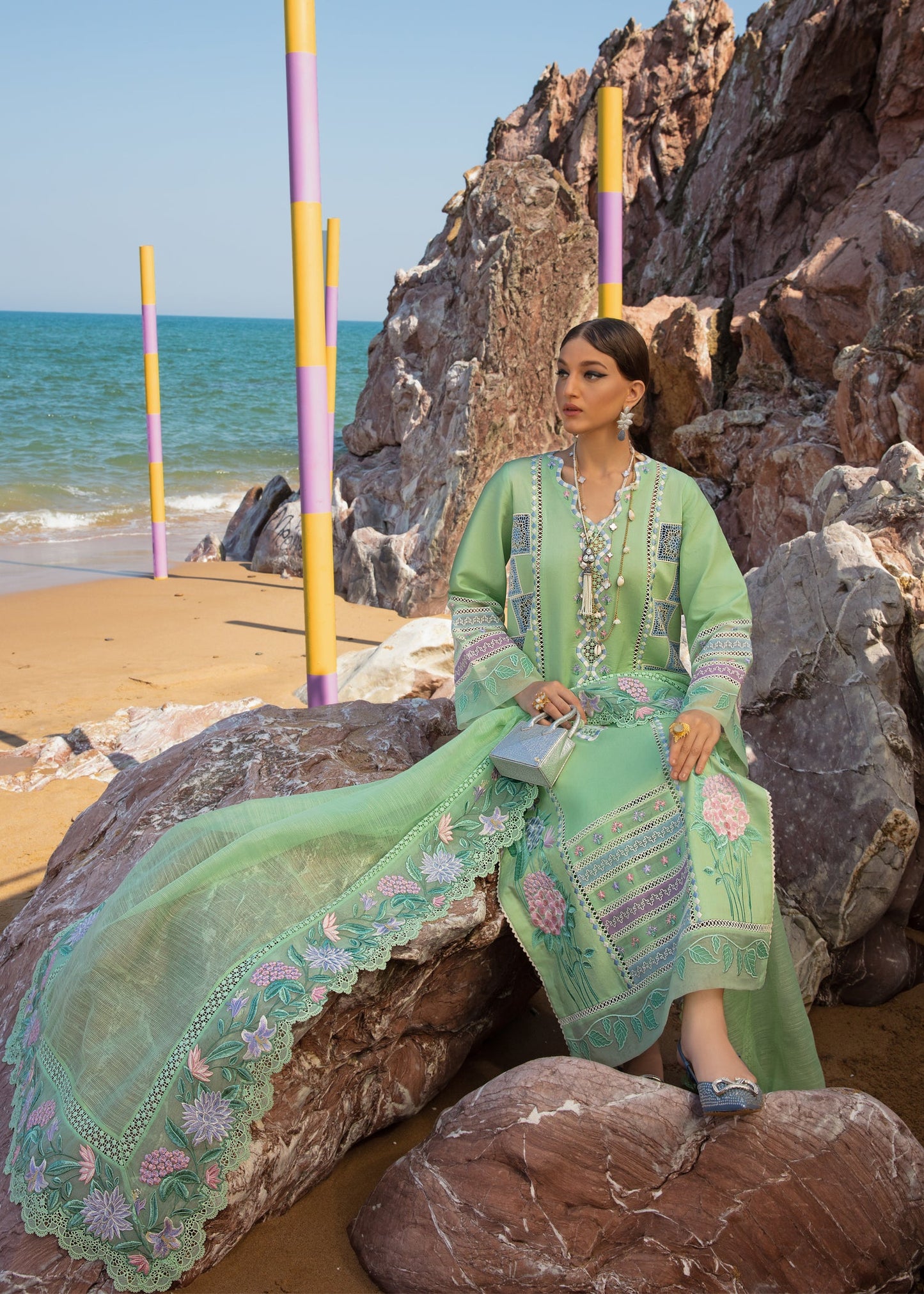 Bohemian Summer Mint | Crimson Luxury Lawn Collection 2023 | Unstitched Embroidered Lawn Suits