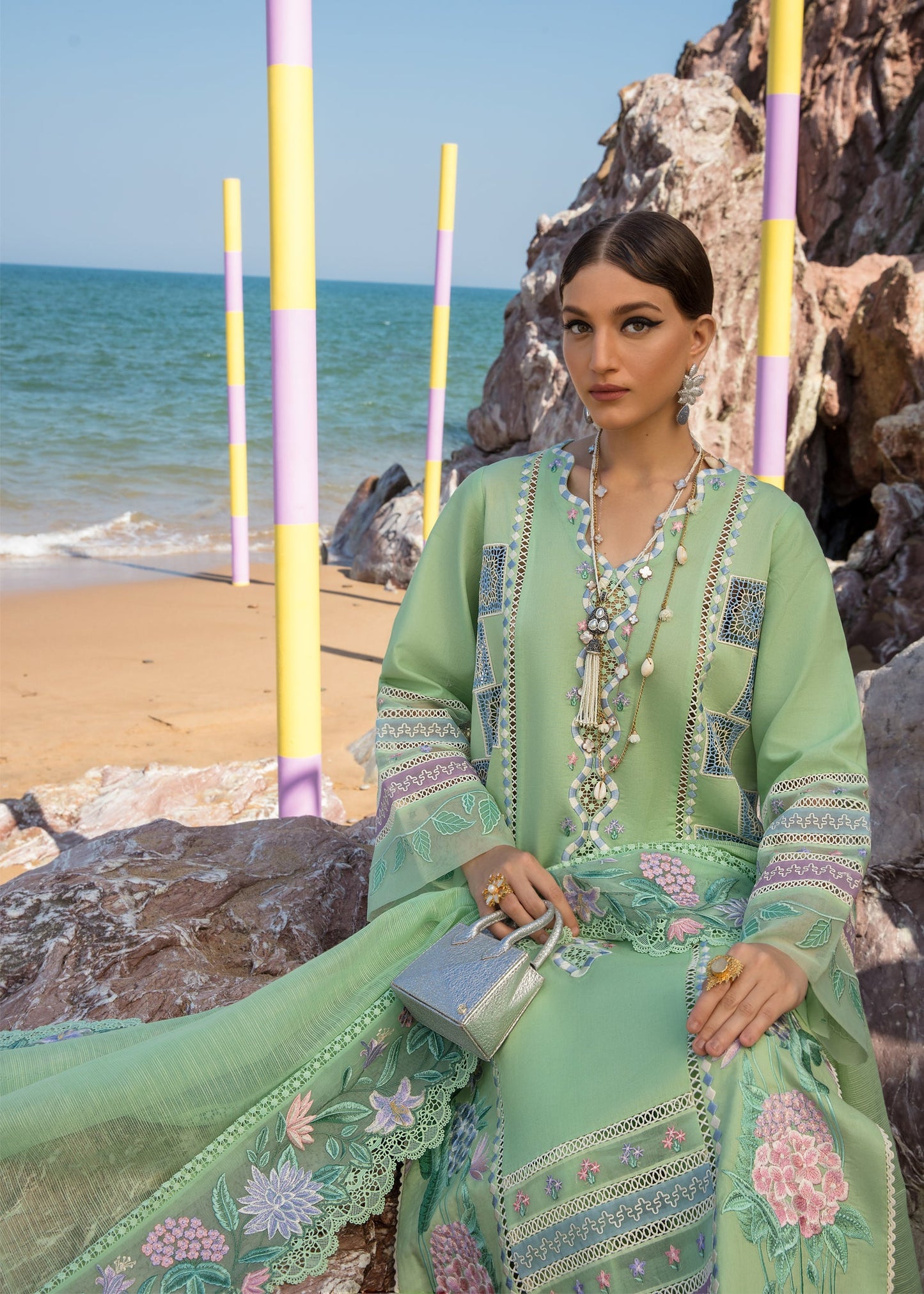 Bohemian Summer Mint | Crimson Luxury Lawn Collection 2023 | Unstitched Embroidered Lawn Suits