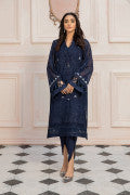 LF-CC-112-B-Navy Blue | MariaB M.Luxe Fabrics | Unstitched Embroidered Fabric