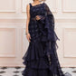 LF-PN-108-A-Blue | MariaB M.Luxe Fabrics | Unstitched Embroidered Fabric