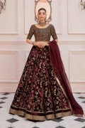 LF-VT-114-B-Maroon | MariaB M.Luxe Fabrics | Unstitched Embroidered Fabric