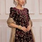 LF-VT-114-B-Maroon | MariaB M.Luxe Fabrics | Unstitched Embroidered Fabric